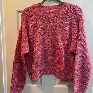 NEW NORDSTROMS Lush Marled Cable Knit Pullover Sweater PINK & WHITE SIZE SMALL